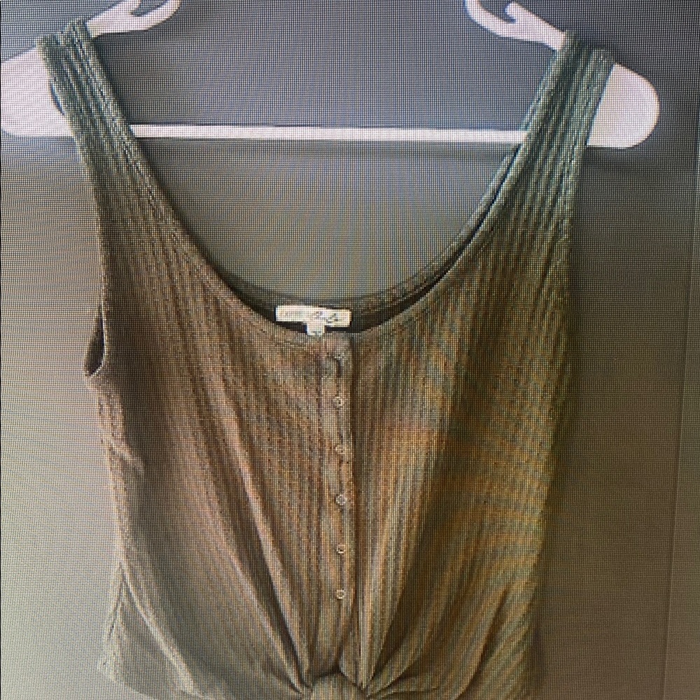 Olive Green Sleeveless Button-Down Top